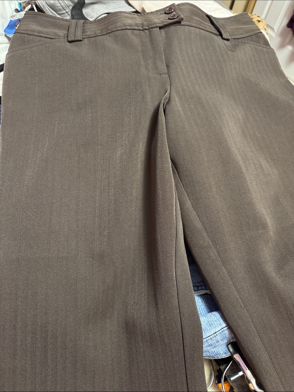 Tracy Evans Dark Brown Pinstripe Trousers